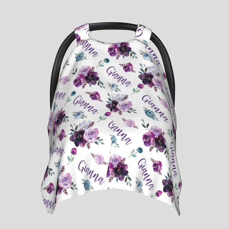 Personalized Baby Purple Flower Car Seat Canopy for Comfort & Unique| C21