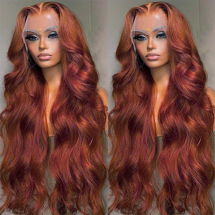 13x4 Reddish Brown Body Wave Lace Front Wig 13x6 HD Lace Frontal Wig Pre Plucked Lace Front Human Hair Wig Closure Wig For Women