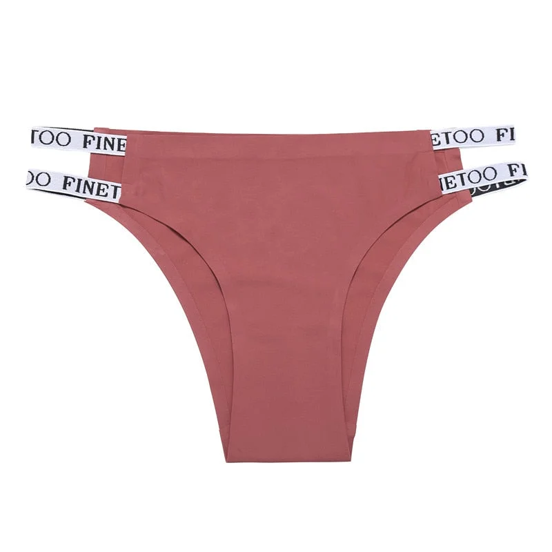 FINETOO Sexy Brazilian Panties Women Seamless Thongs M-XL Ladies Soft Underpants Smooth Letter Underwear Female Lingerie 2021