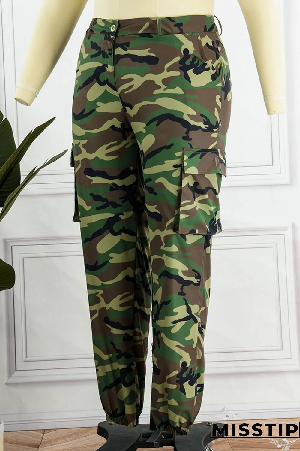 Camouflage Casual Street Camouflage Print Patchwork Plus Size