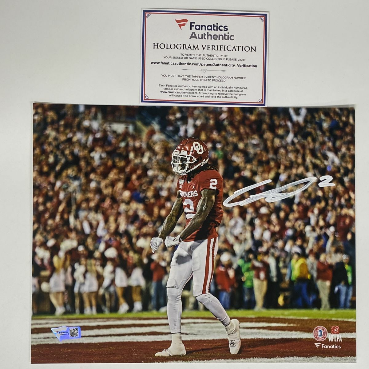 Autographed/Signed CEEDEE LAMB Oklahoma Sooners 8x10 Photo Poster painting Fanatics COA Auto #1