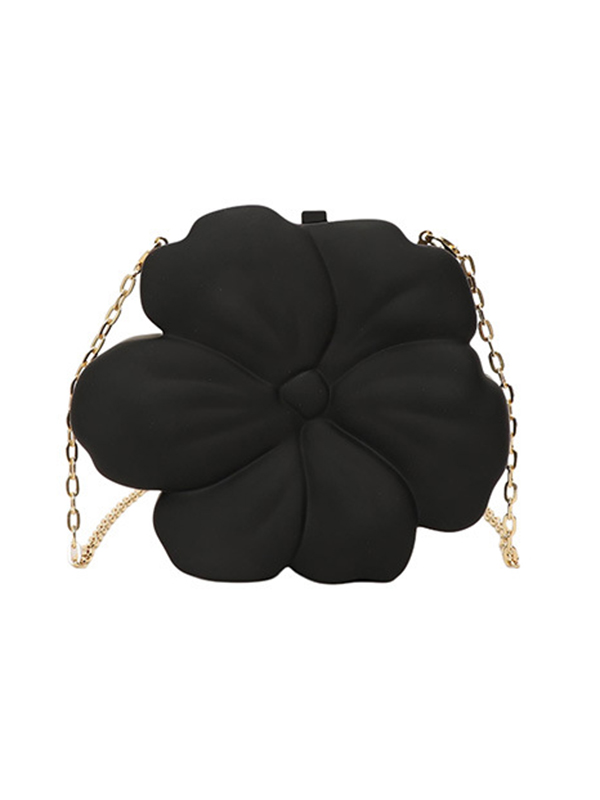 Shiny Flower Shape Chains Crossbody Bags BLACK-One_size