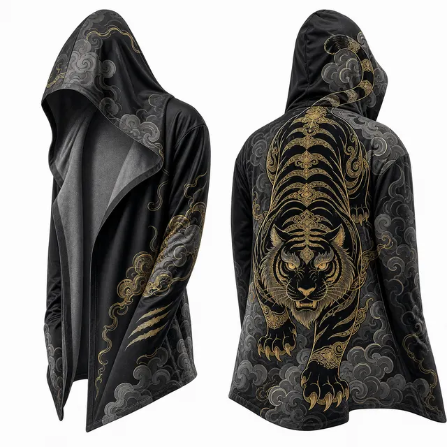 Techwear Japanese Shiba Crest Hooded Cloak Jacket