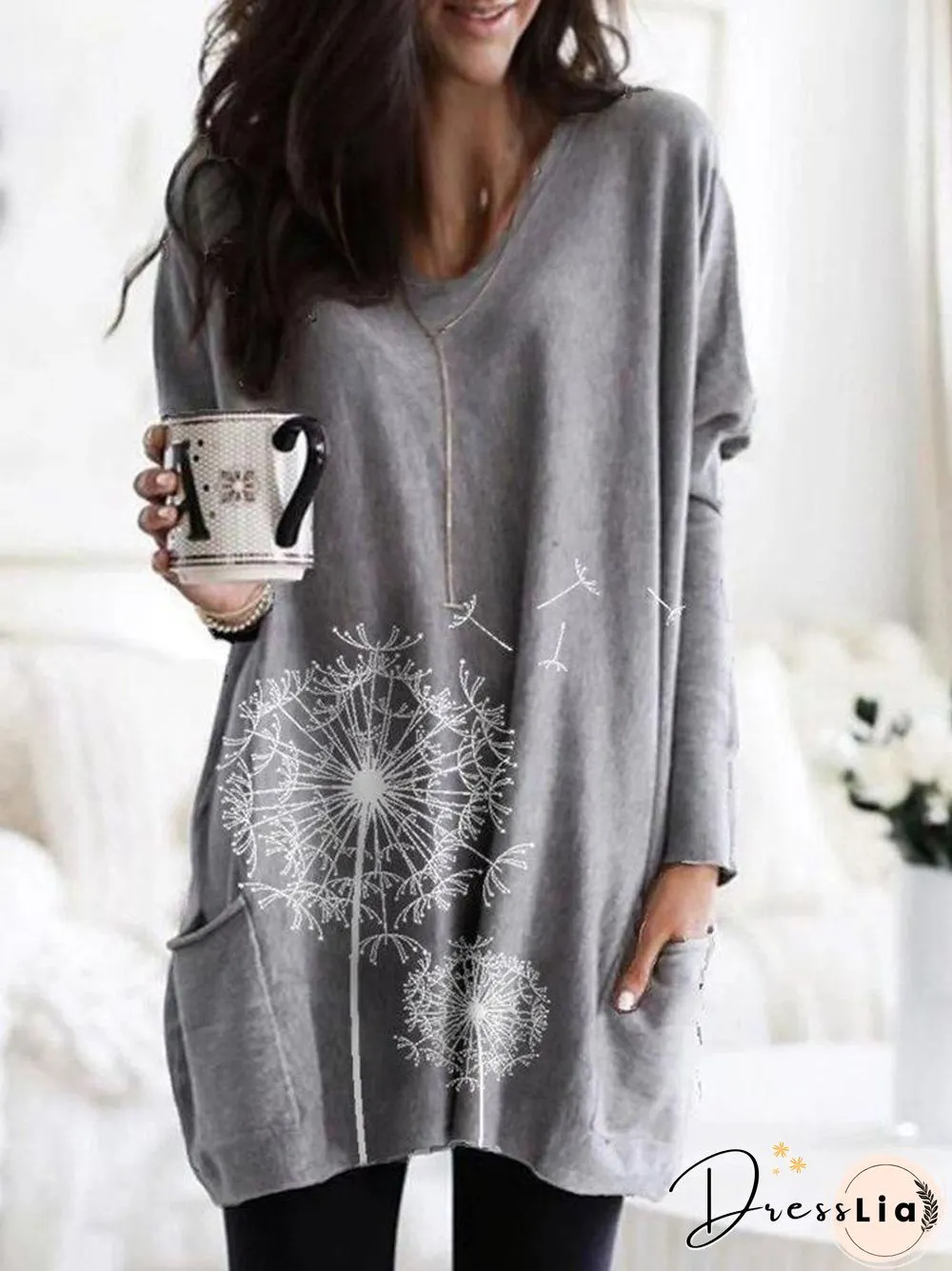 Women Dandelion Pattern Loose Top