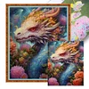 >SALE<Full Embroidery Eco-cotton Thread 11CT Print Flower Dragon Cross Stitch 50x60cm