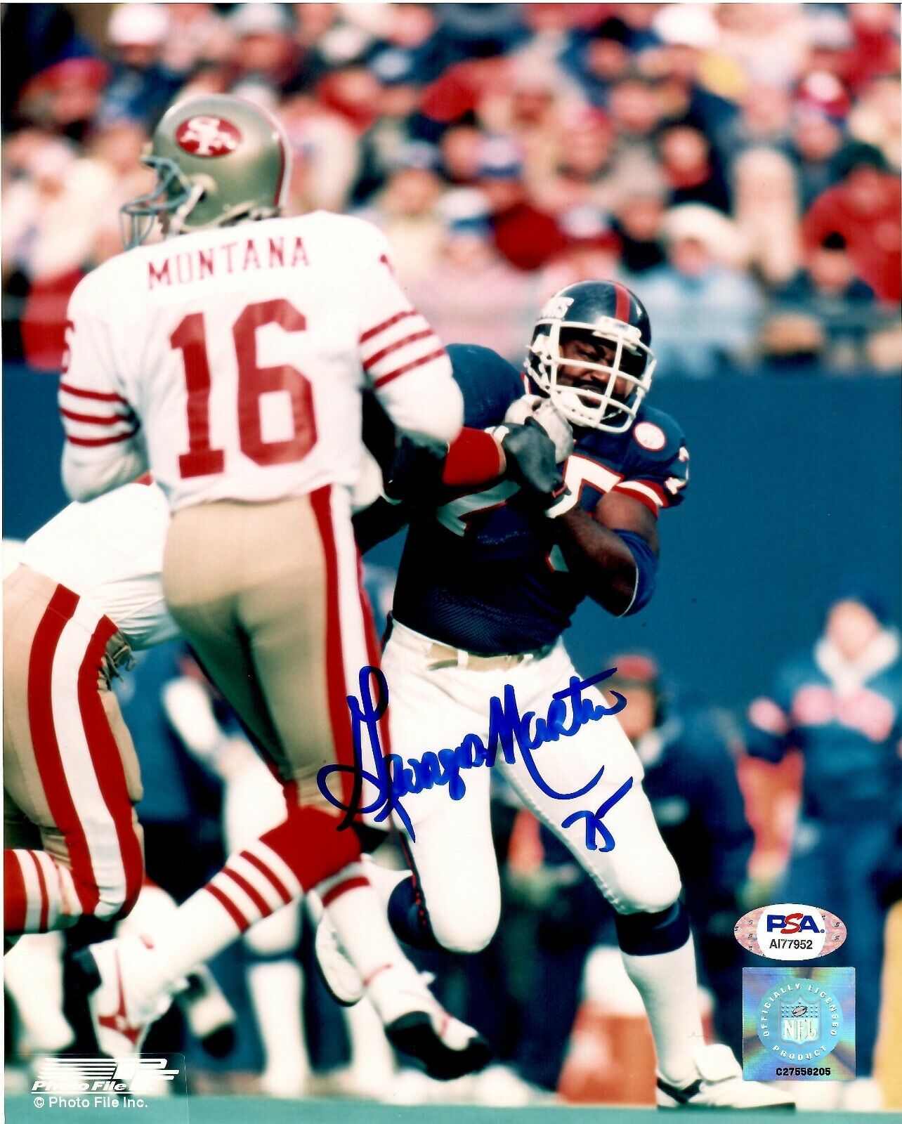 George Martin autographed signed 8x10 Photo Poster painting NFL New York Giants PSA COA