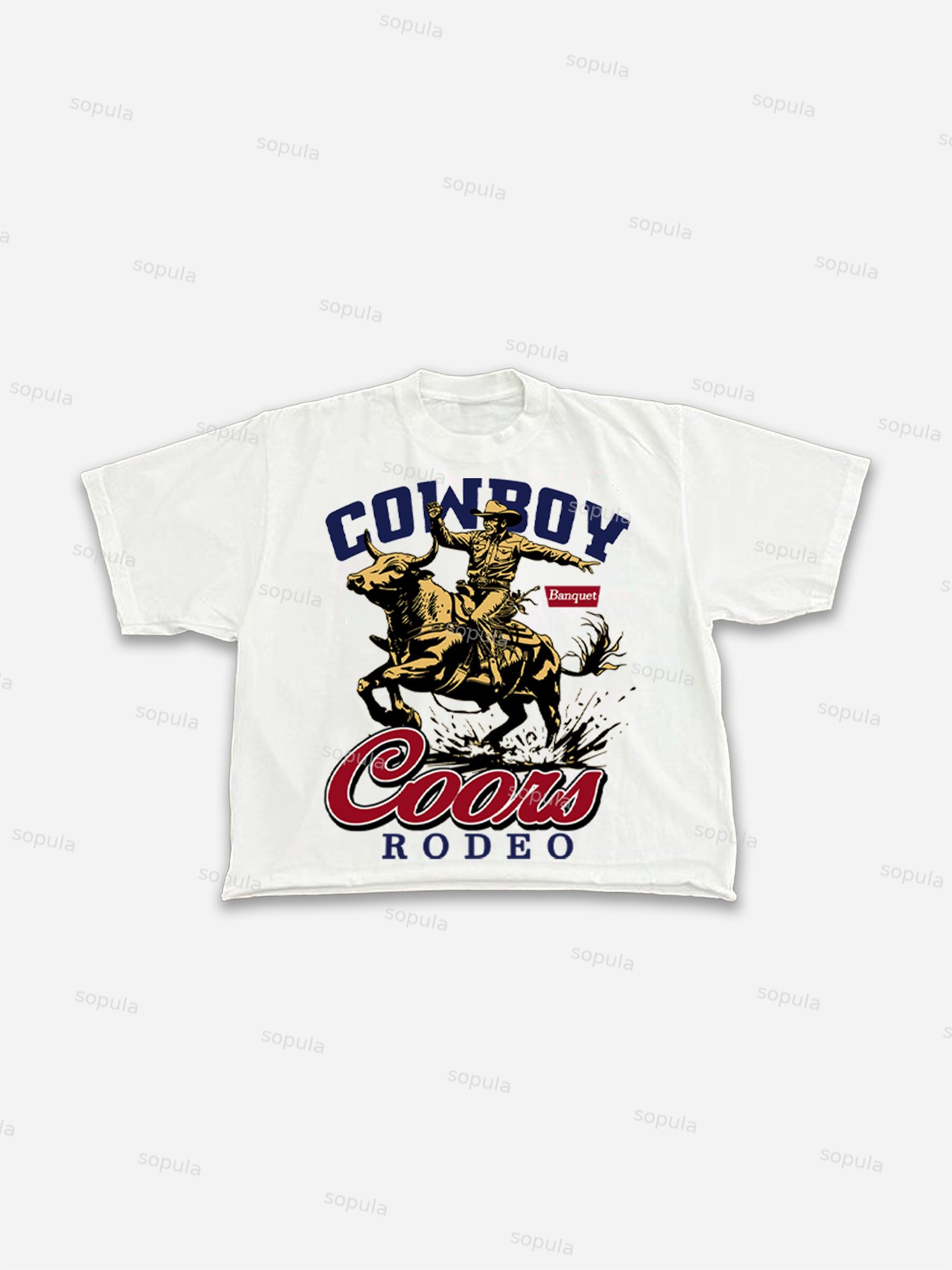 Coors Banquet Rodeo Print Cropped T-shirt - Sopula｜Premium Graphic Tees & Graphic Clothing
