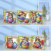 (US Only)6PCS DIY Easter Pattern Rhinestone Diamond Art Mosaic Postcards for Friends