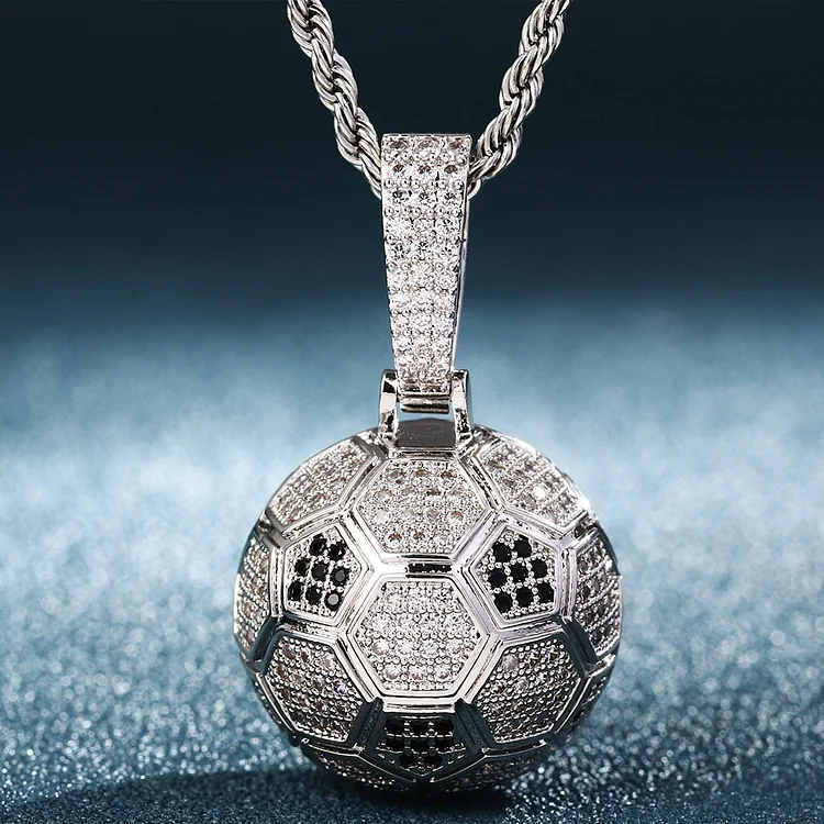Iced Out Hollow Football Shape Pendant Necklace-VESSFUL