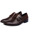 Dark Brown Genuine Cow Leather Double Monk Straps Dress Shoes