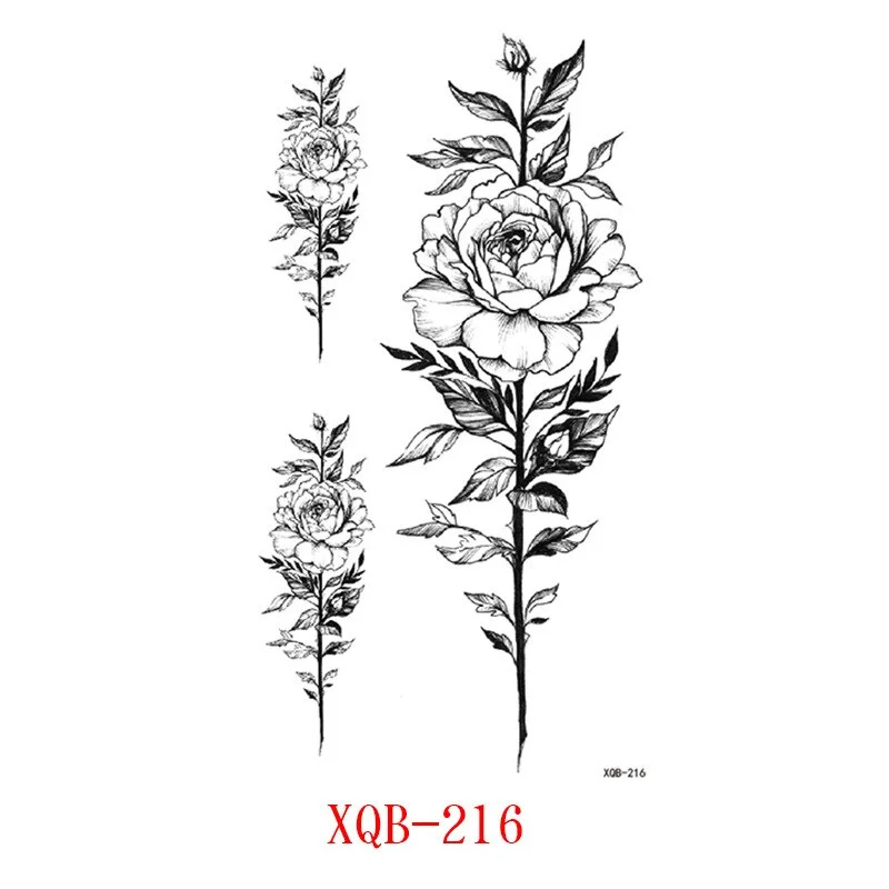 Sdrawing Flower Fake Tattoo Sticker for Women Birds Peony Temporary Tattoos DIY Water Transfer Tatoos Girls Tattoo for Men Sleeve