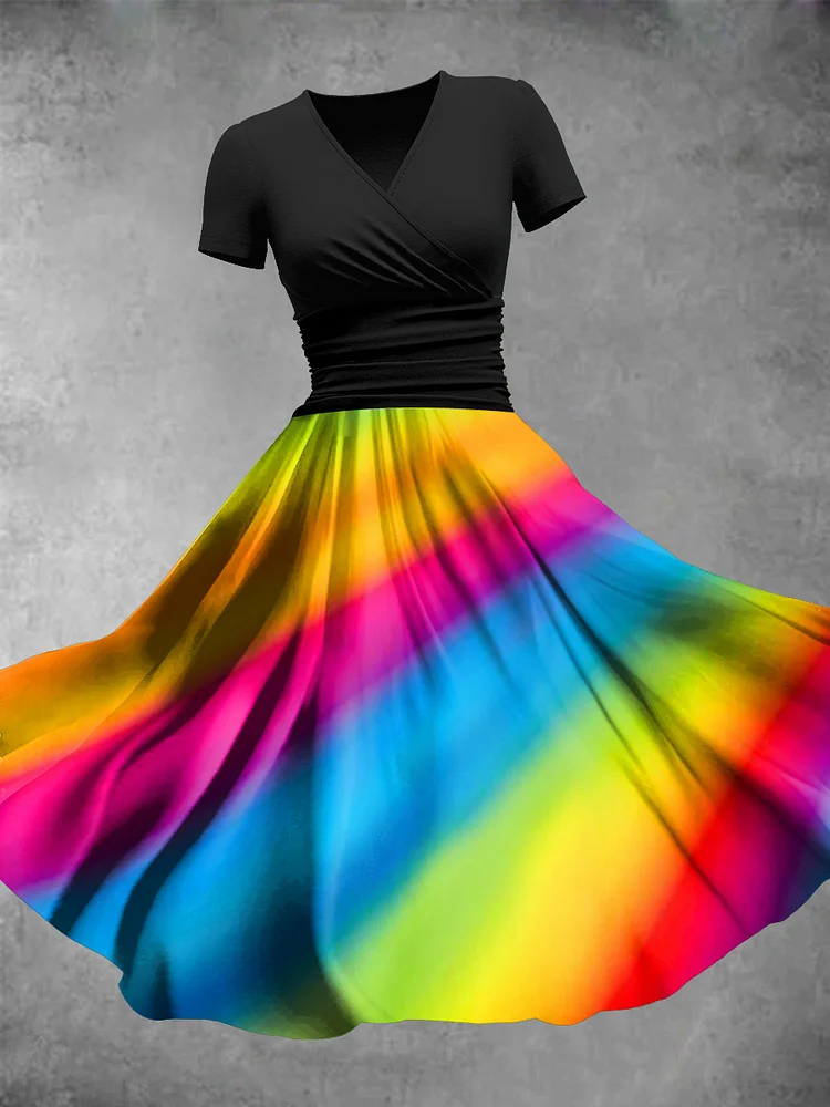 Women's Pride Rainbow Hem Print Maxi Dress