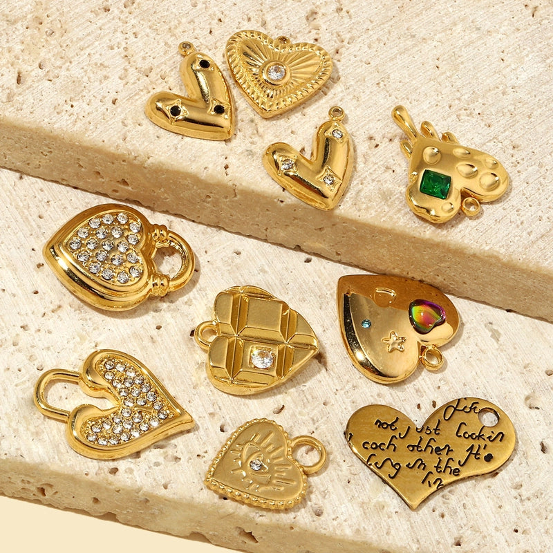 3 PCS/Package Titanium Steel Letter Heart Shape Pendant Jewelry Accessories