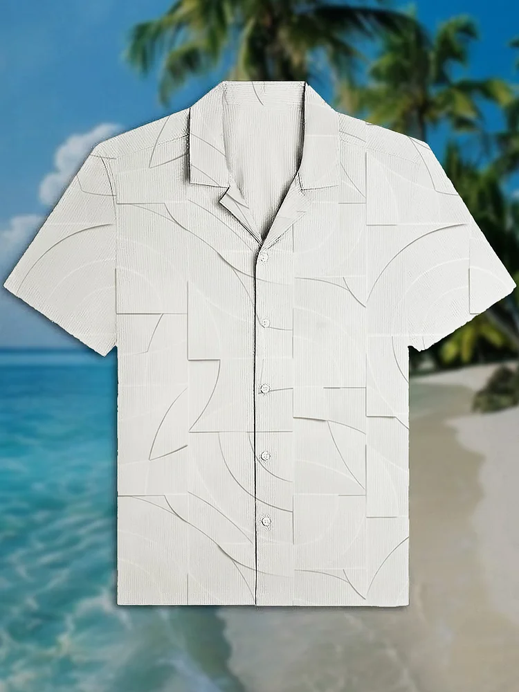 Men's Geometric Texture Pattern Print Vacation Shirt