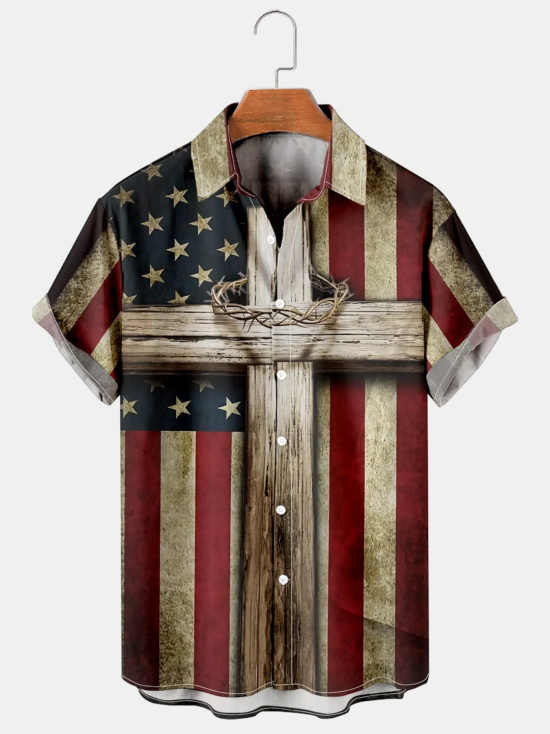 Mens American Freedom Patriotic Hawaiian Shirt