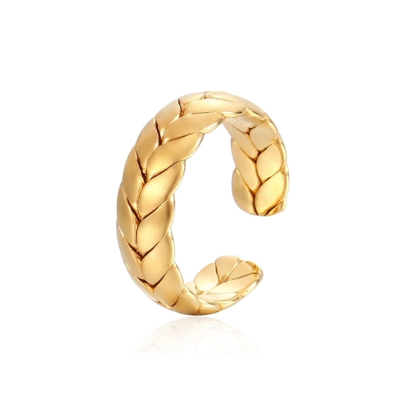 Vintage Style Geometric Grain 201 Stainless Steel 18K Gold Plated Plating Open Rings