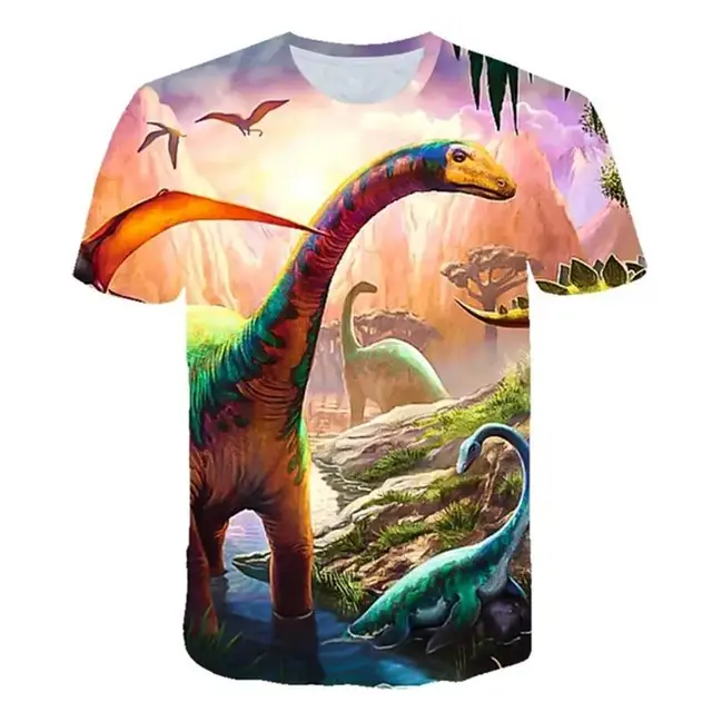 Cotton Tshirt Fashionable Domineering Dinosaur  Pictures For Men's T-Shirts Trend Digital Printing Casual Round Neck Short Sleeved t -shirt Tee