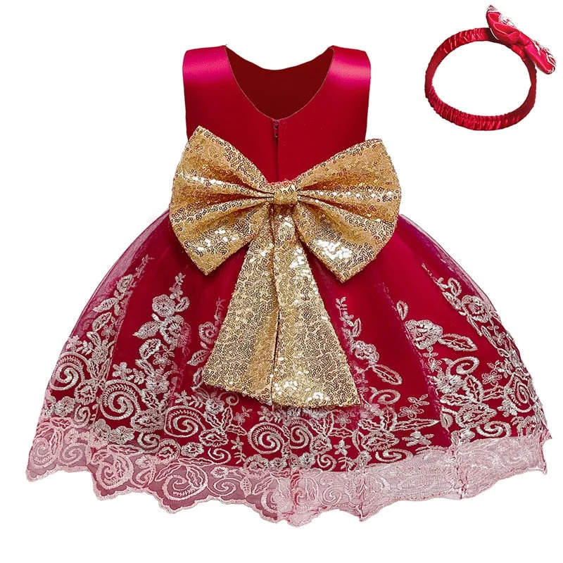 12M Baby Kids Dresses For Girls Embroidery Infant Girl Birthday Party Dress Ball Gown Christening Dress for Baby Girl Princess