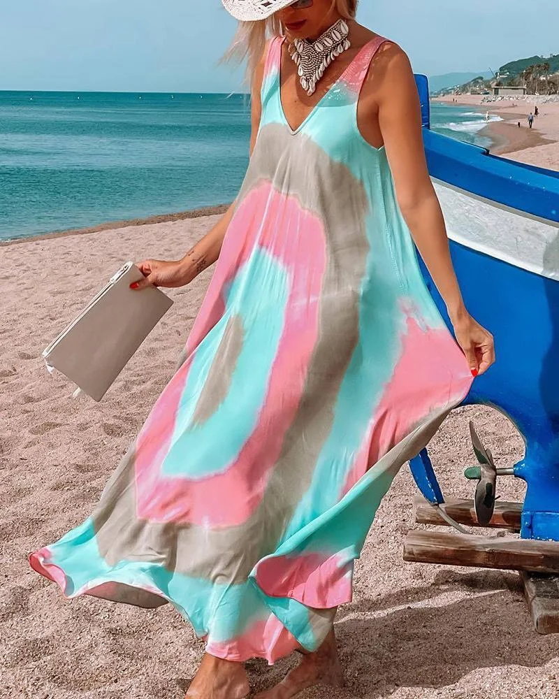 Casual Loose Tie-dye Resort Sleeveless Maxi Dress