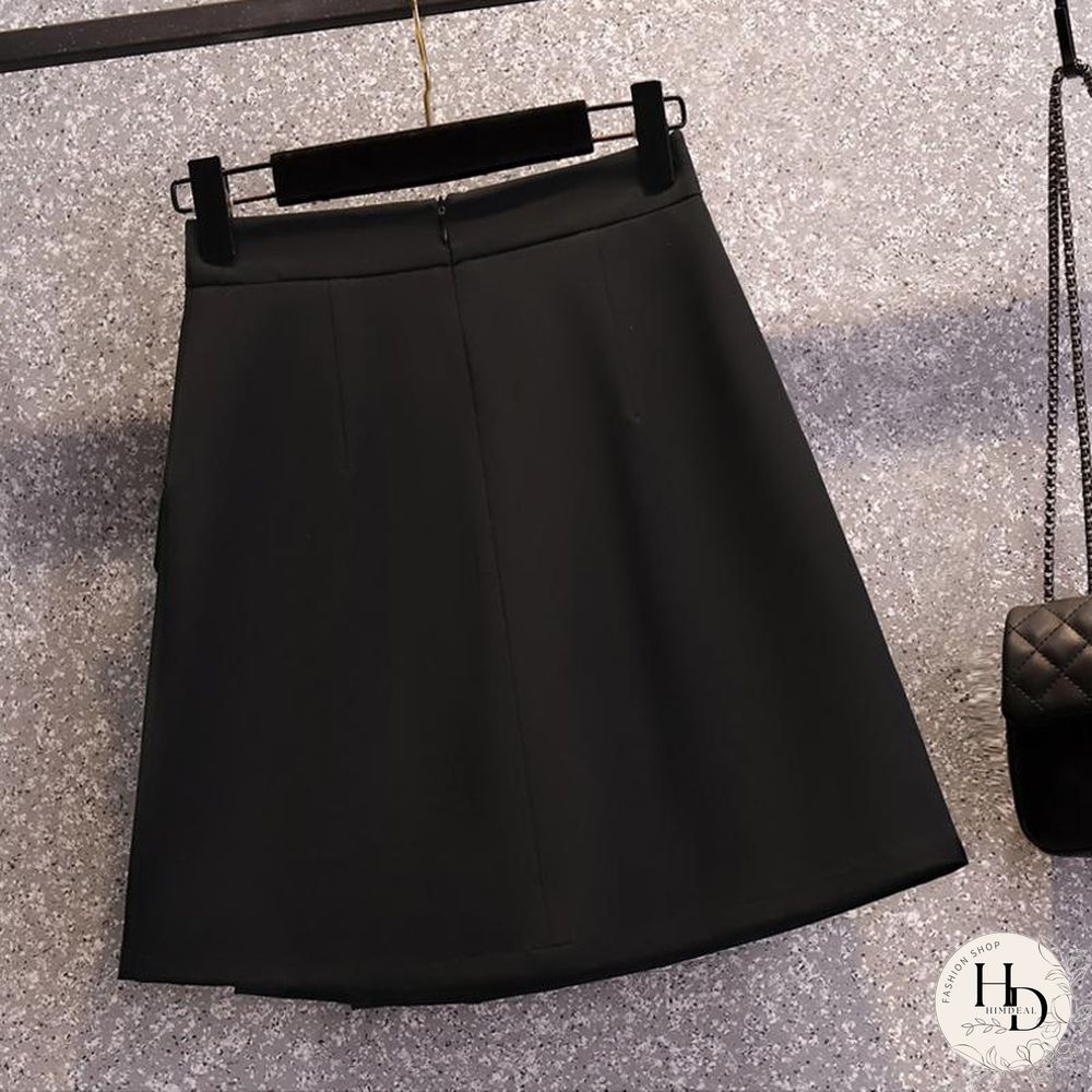 Chic Lapel Coat+Button Skirt P10755