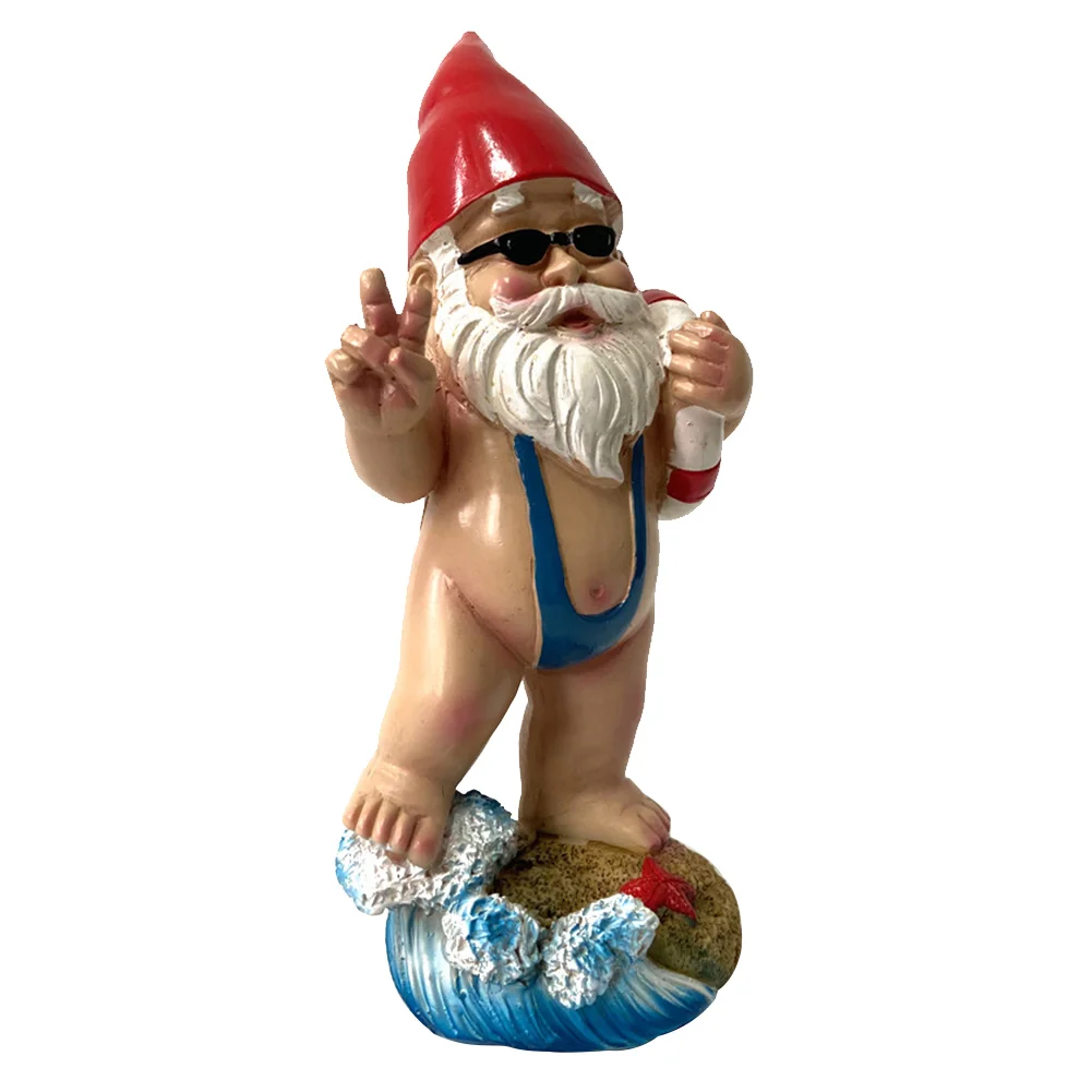 3D Swimming Dwarf Sculpture Garden Gnome Resin Doll Figurines Decoration