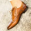 Lace-Up Genuine Leather Oxford Flat Men Business Office Shoes -Dress Shoes