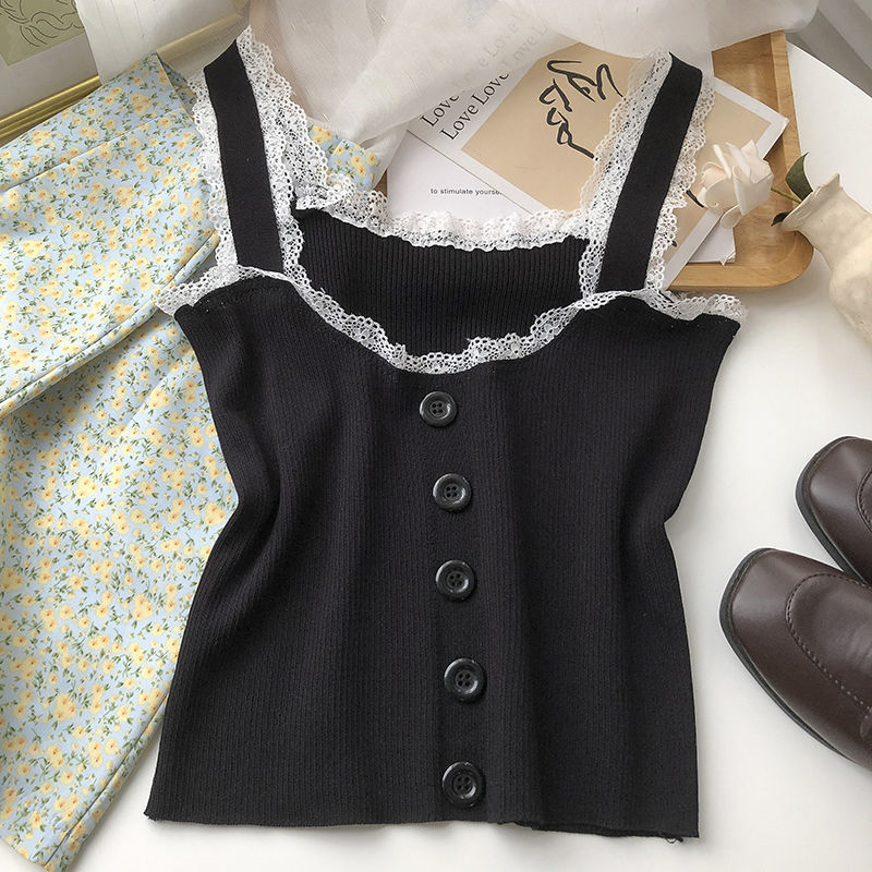 Women Corset Tops Lace Short Stitching Women's Preppy Style Candy Color Summer Camisole Tank Camis Crop Top For Women