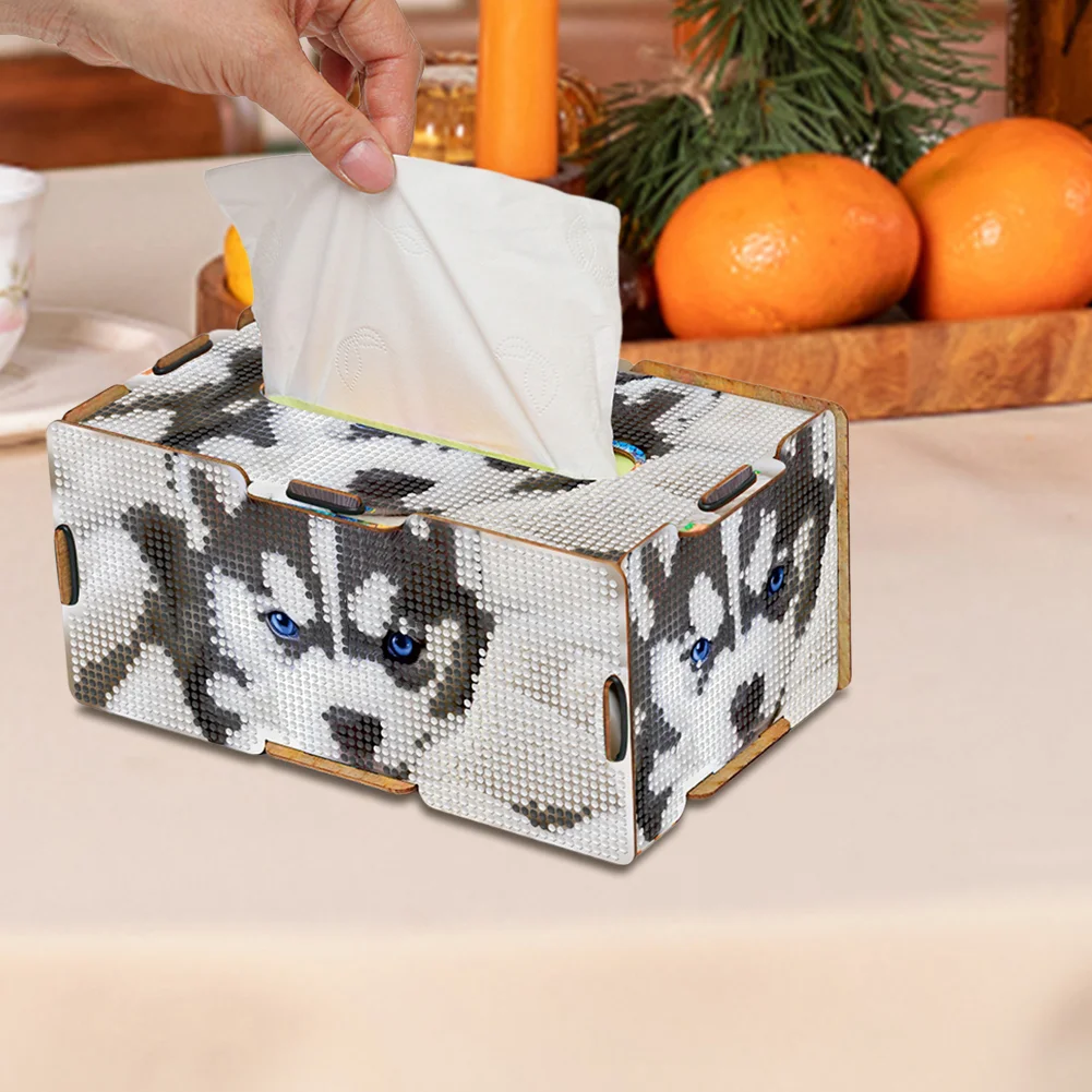 Diamond Painting Tissue Box Kits Decorative Rhinestone Craft Kit (Husky)