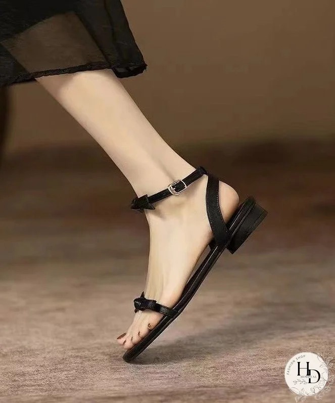Stylish Black Splicing Bow Buckle Strap Peep Toe Sandals