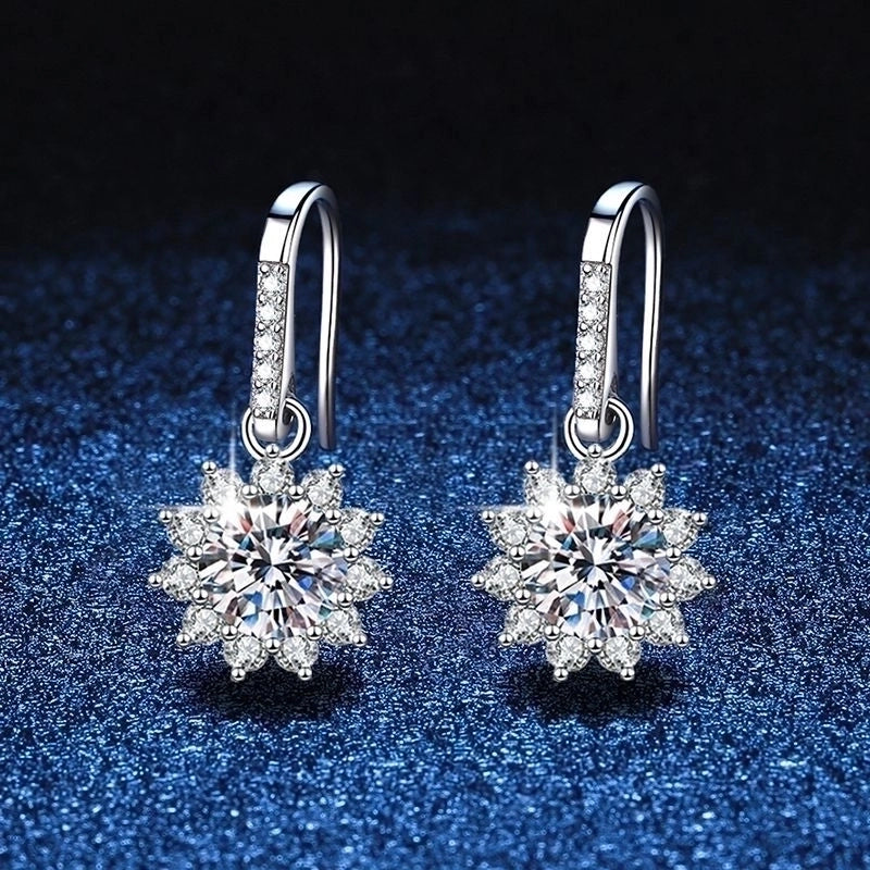 1 Pair 925 Sterling Silver Zircon Snowflake Drop Earrings Ear Hook