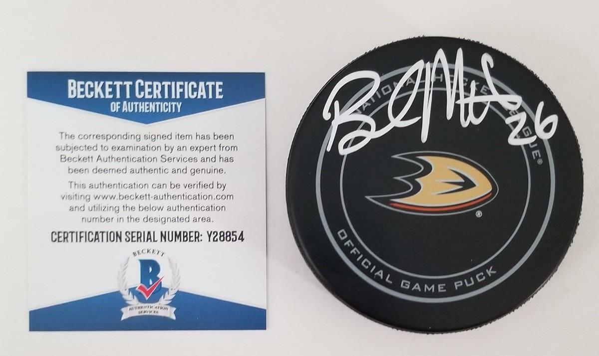 Brandon Montour signed Anaheim Ducks Official Game Puck Autograph ~ BAS COA