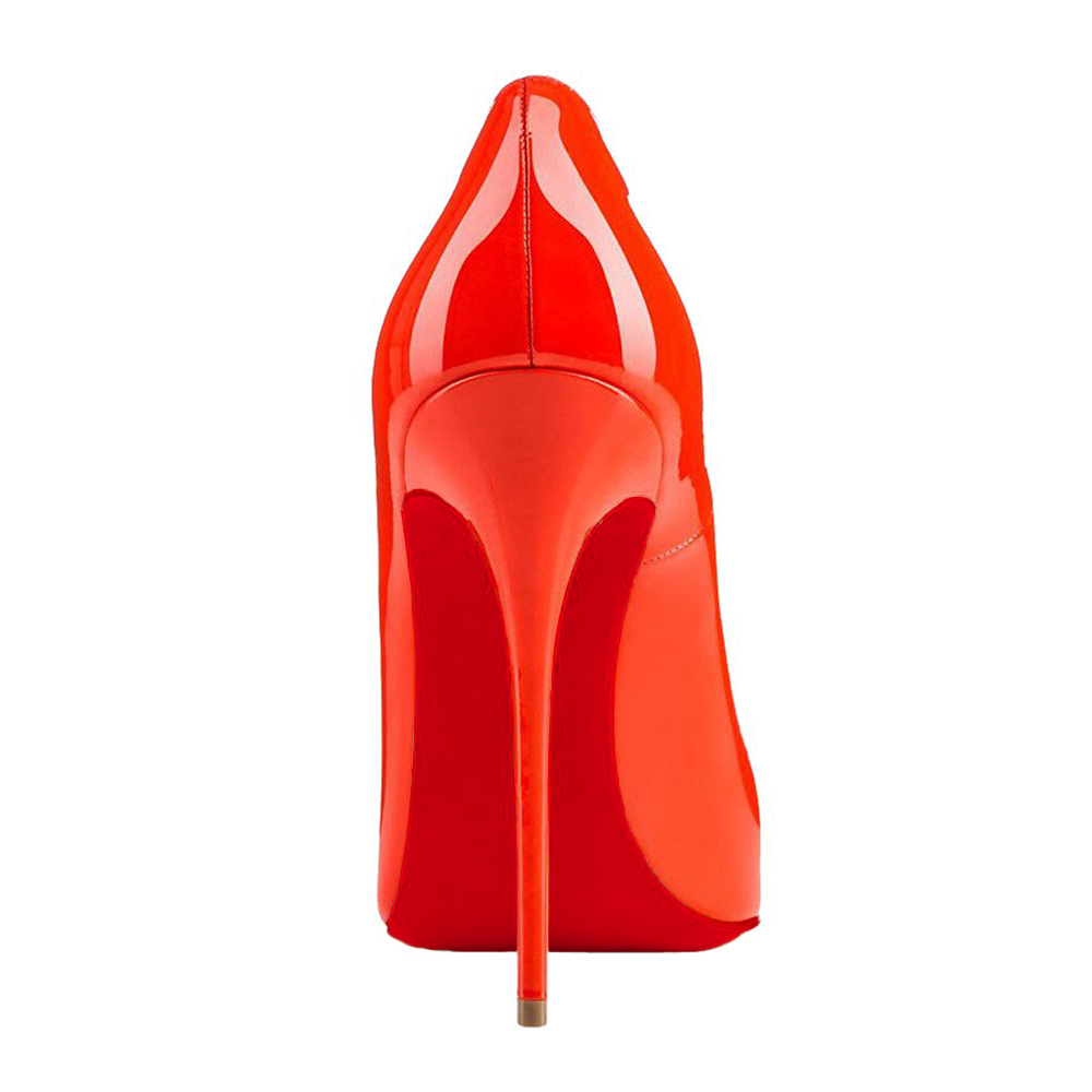 120mm Women's Party Wedding Heels Orange Patent Pumps-vocosishoes