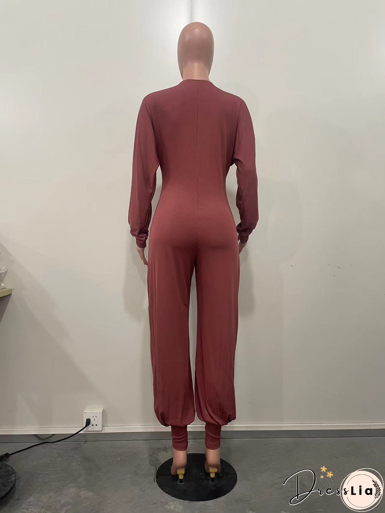 Women Ribbed Solid Patchwork Jumpsuit