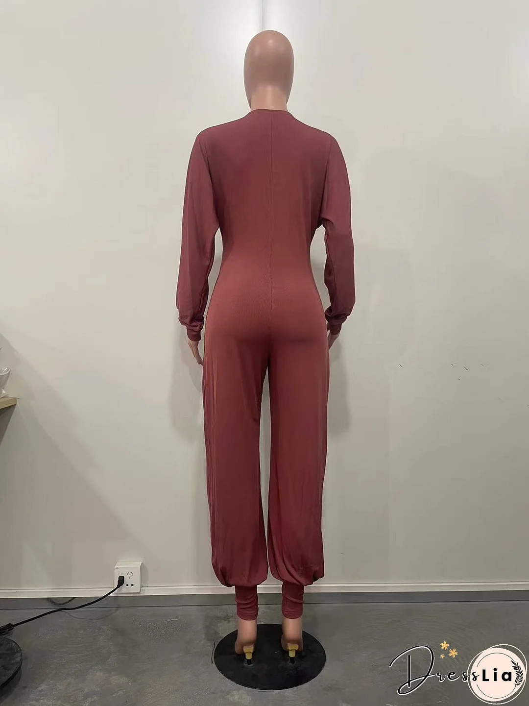 Women Ribbed Solid Patchwork Jumpsuit