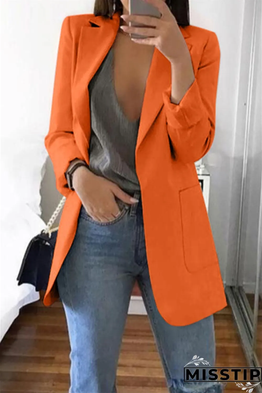 Grey Casual Long Sleeves Suit Jacket