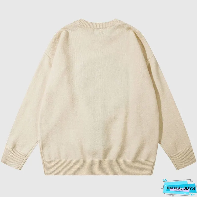 Coconut Tree Pattern Embroidered Pullover
