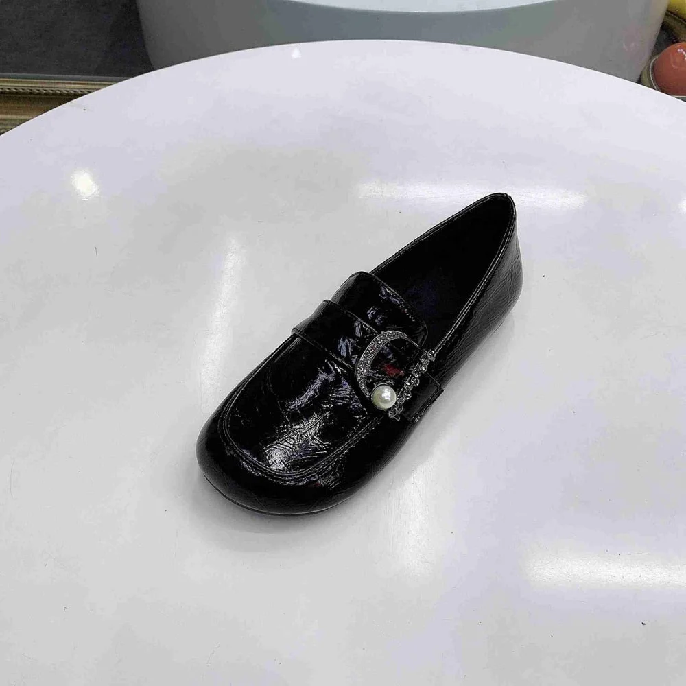 women shoes Patent Leather  Shoes Slip On Ladies Shoes Fashion Design Luxury Loafers Buckle Flat Shoes