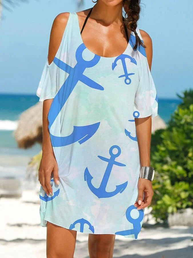 Casual Anchor Print Dress