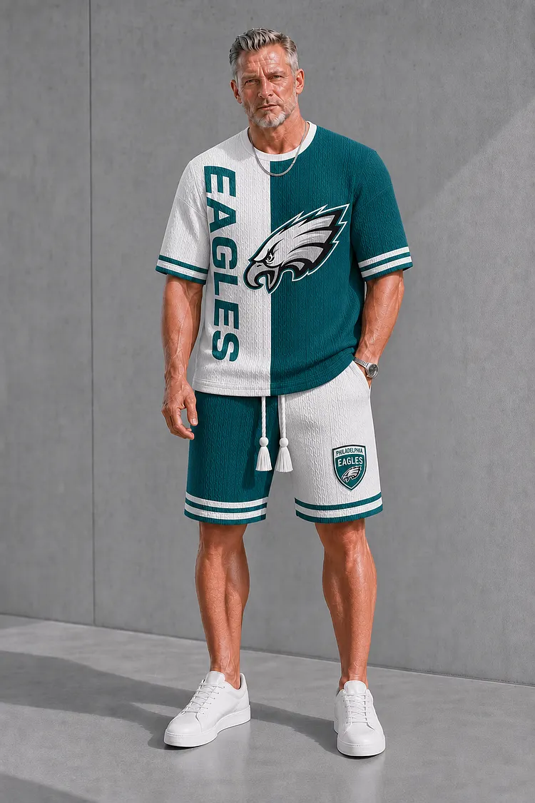 Philadelphia Eagles Men&rsquo;s Jacquard Cable-Knit Tee & Shorts Set