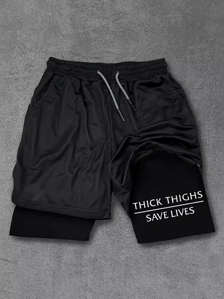 Men's Running Sports Leisure Outdoor Loose Multi-pocket Double-layer Fitness Shorts