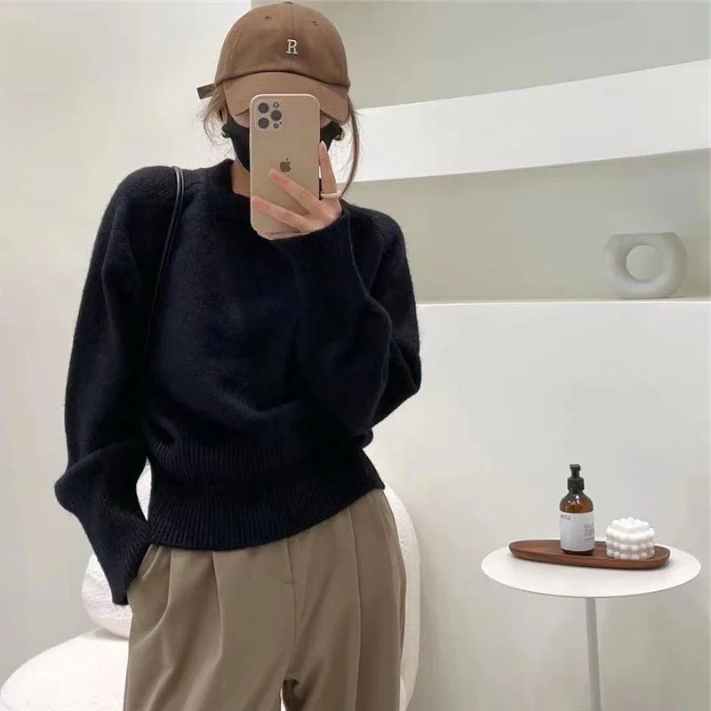 Churchf Churchf Version Sweater Female Qiu Dong Loose Wear 2024 New Versatile Lazy Wind Knit Bottom Shirt Jacket