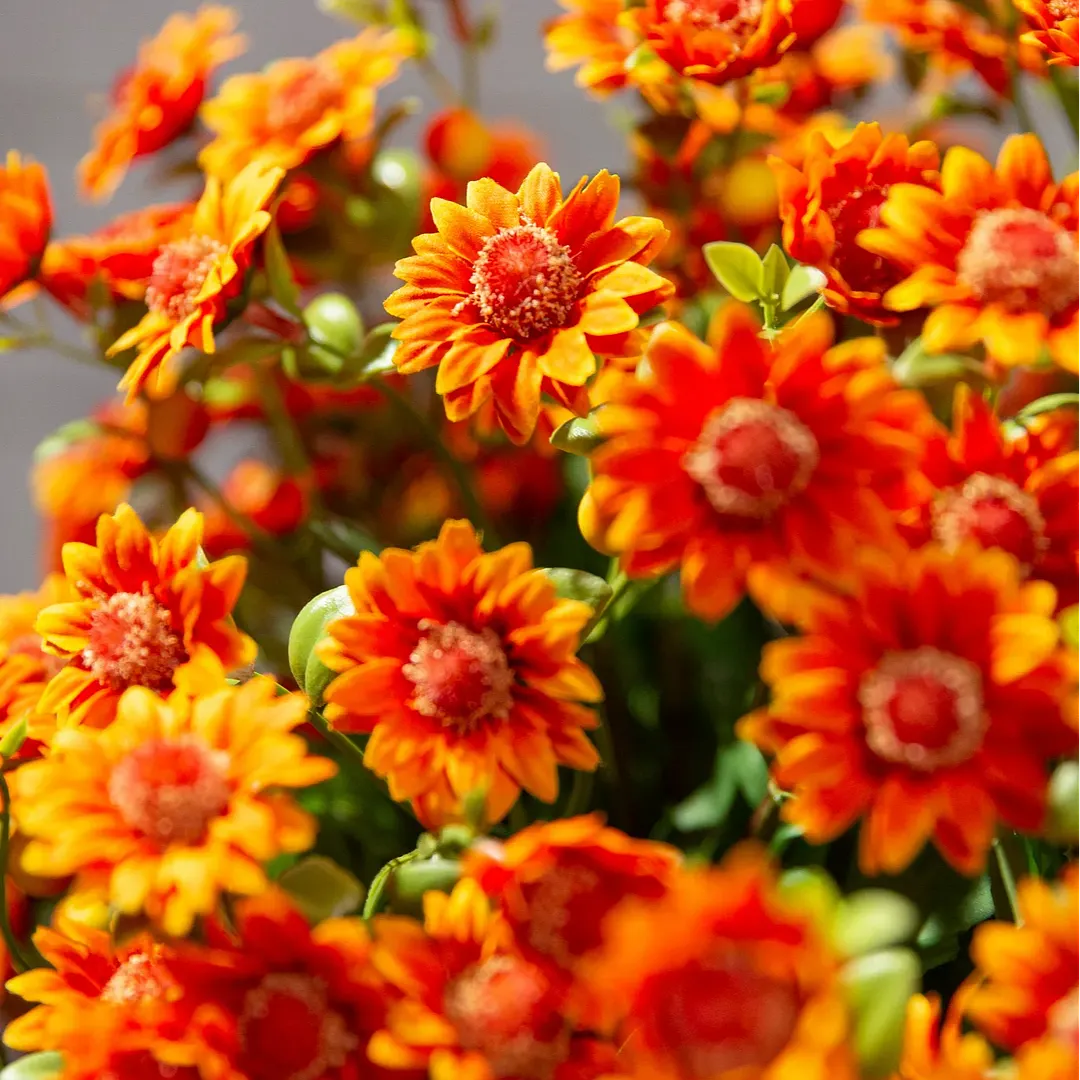 💥Last Day Each Only $2.59- Artificial Outdoor Sunset Mums Flowers - UV resistant. Waterproof. Windproof