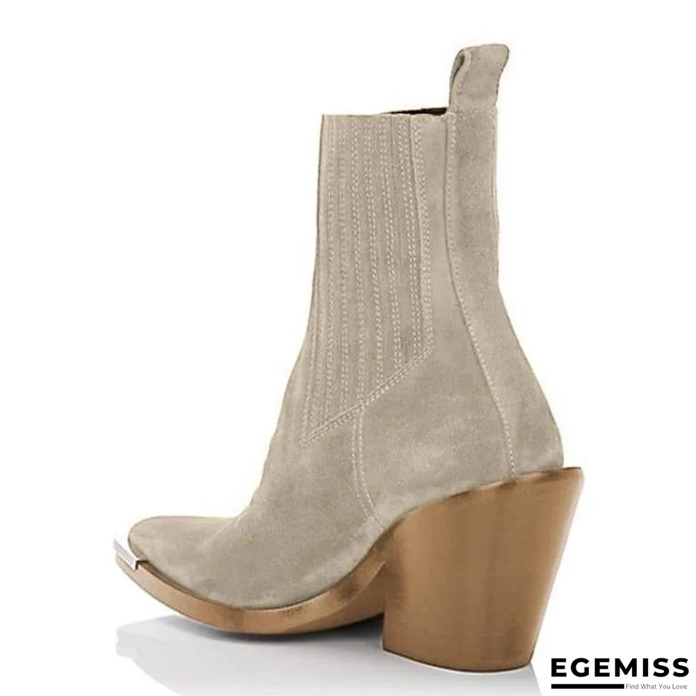 Chunky Heel Pointed Ankle Boots | EGEMISS