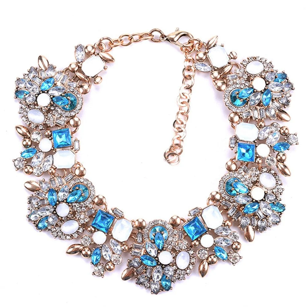 Necklace Colorful Glass Crystal Collar Choker Necklace for Women Fashion Accessories