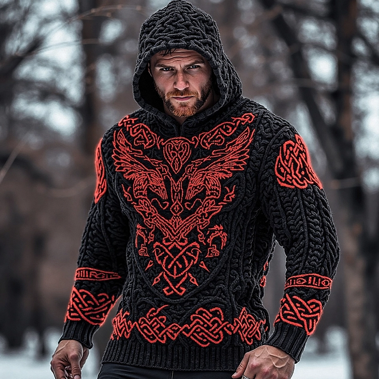 Vintage Viking Totem Eagle Design Sweater