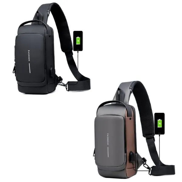 USB Charging Sport Sling Anti-theft Shoulder Bag
