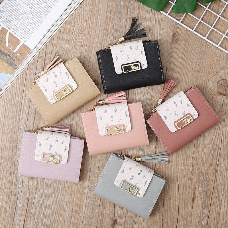 2020 Tassel Women Wallet Small Cute Wallet Women Short Leather Women Wallets Zipper  Folding Purses Female Purse Clutch US Mall Lifes