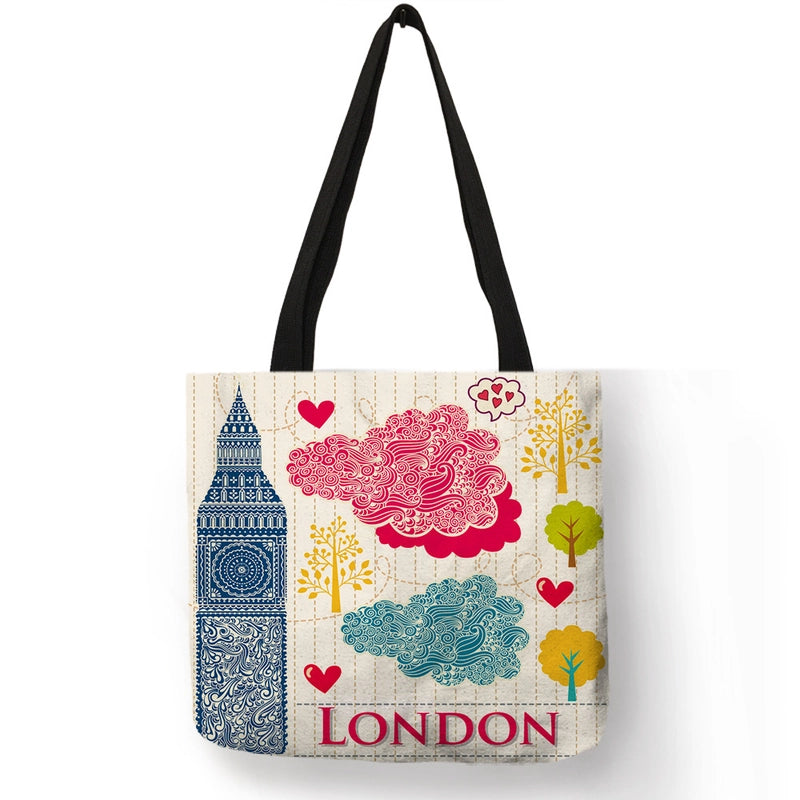 Women’s Medium Polyester Printing Basic Classic Style Square Open Shoulder Bag