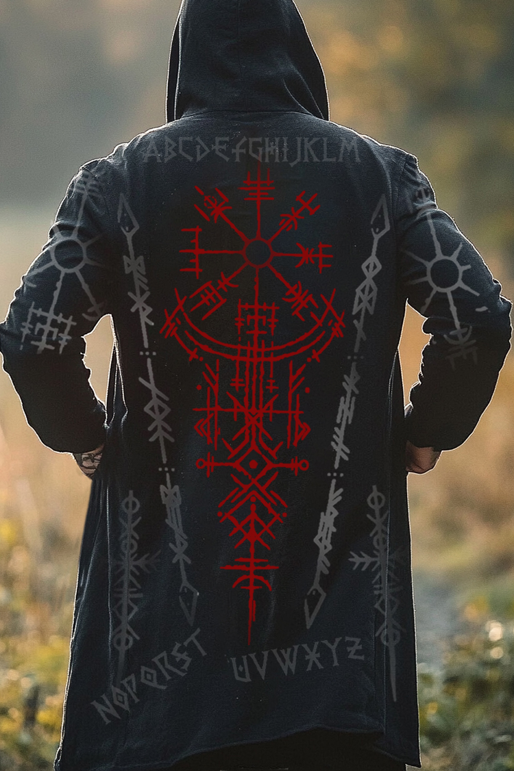 Viking Jacket Mystical Rune Compass Guide Totem Print Top / Rvogue / Rvogue
