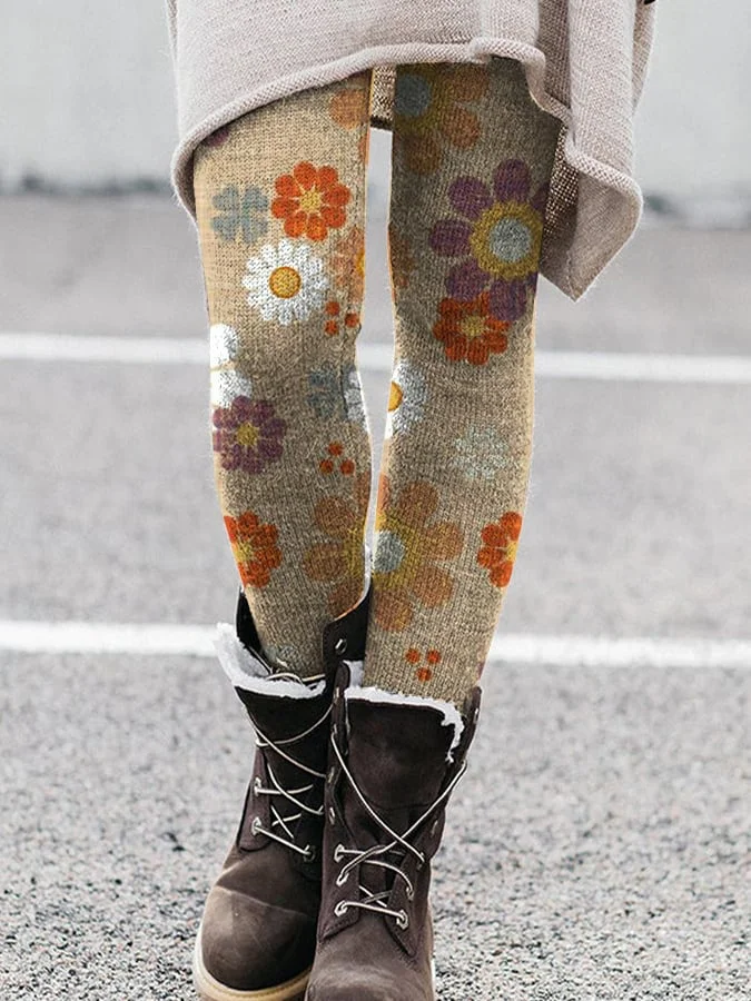 Fashionable Casual Printed Knitted Leggings